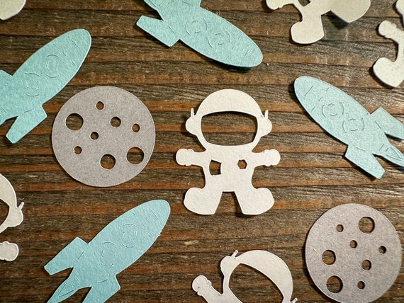 Astronaut, Moon, and Rocket Ship Space Party Confetti