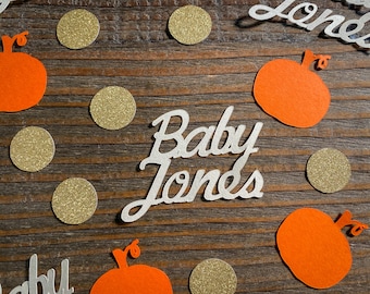 Personalized Pumpkin Fall Baby Shower Confetti