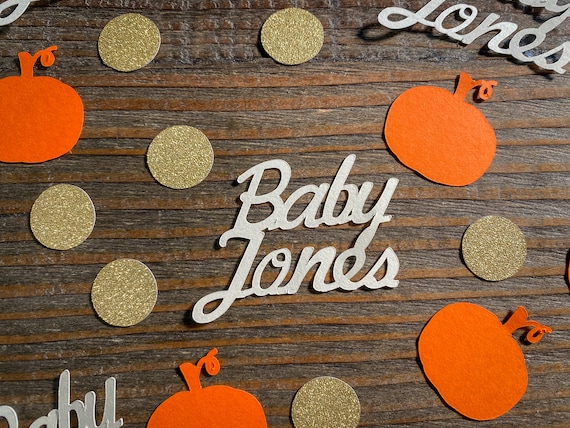 Personalized Pumpkin Fall Baby Shower Confetti