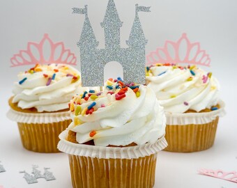 Princess Cupcake Toppers Set of 12– Glitter Princess Party Decor – Fairytale Birthday Picks
