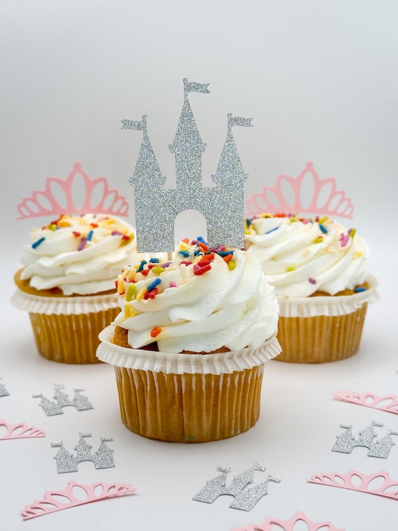 Princess Cupcake Toppers Set of 12– Glitter Princess Party Decor – Fairytale Birthday Picks
