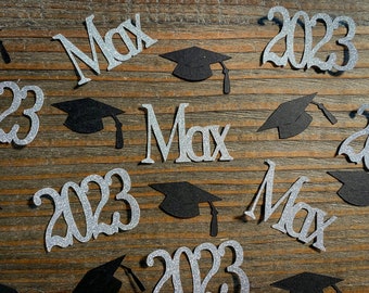 Black and Silver Personalized 2024 Graduation Confetti
