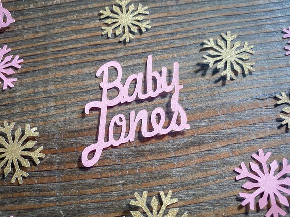 Personalized Pink and Gold Snowflake Baby Shower Confetti