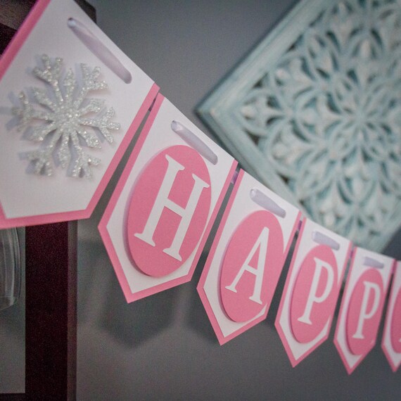 Pink and Silver Winter Onederland Snowflake Birthday