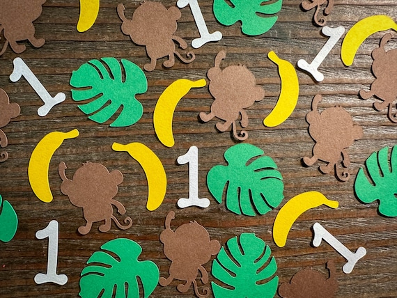 Personalized Age Monkey and Banana Birthday Party Confetti