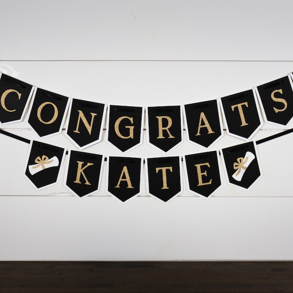 2024 Black and Gold Personalized Graduation Banner