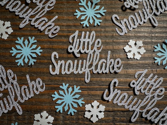00-Piece “Little Snowflake” Confetti Mix – Silver Glitter, Blue & White Snowflakes
