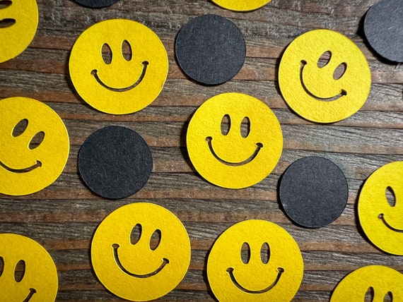 Smiley Face One Happy Dude Birthday Party Confetti with Black Circles