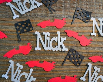 Personalized Name Red Race Car Birthday Party Confetti