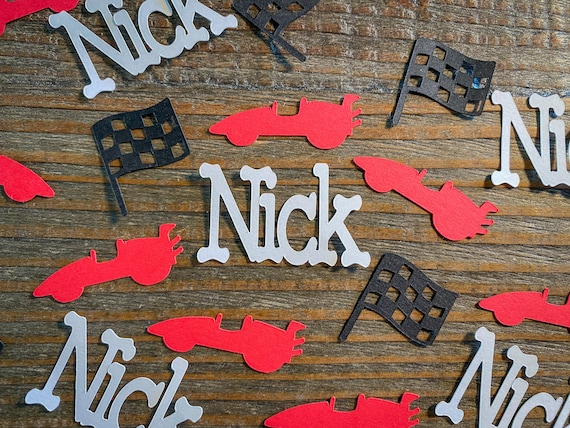 Personalized Name Red Race Car Birthday Party Confetti
