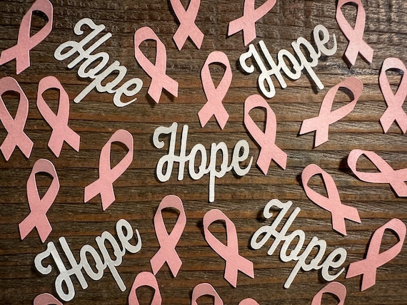 Light Pink Ribbon and Hope Breast Cancer Awareness Confetti