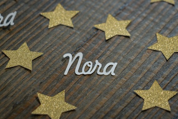 Personalized Gold and White Star Confetti