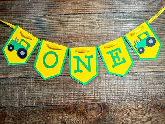 Tractor High Chair Banner Green and Yellow