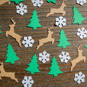 Rentier, Baum und weiße Schneeflocke Winter Party Confetti