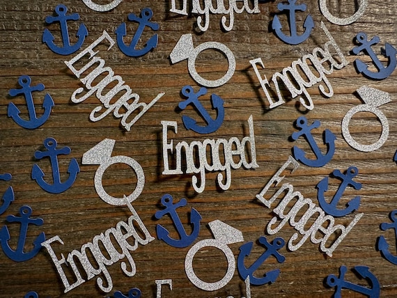 Navy and Silver Nautical Engagement Confetti