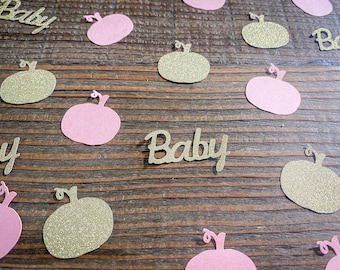 Pink and Gold Little Pumpkin Baby Shower Confetti