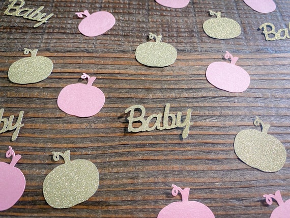 Pink and Gold Little Pumpkin Baby Shower Confetti