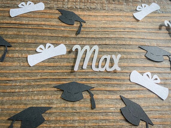 Silver Personalized 2026 Graduation Confetti with Diplomas