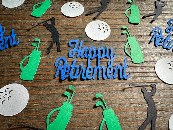 Golf Retirement Party Confetti Royal and Green with Golfer