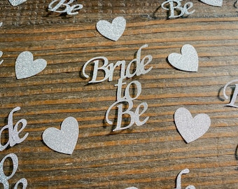 Confeti plateado con purpurina: Corazones para la futura novia - Decoración para despedida de soltera