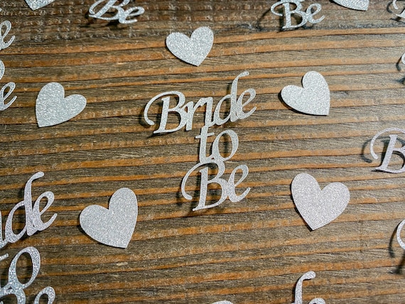 Silver Glitter Confetti: Bride to Be, Hearts - Bridal Shower Decor