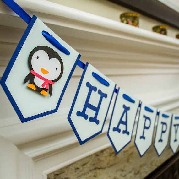 Arctic Penguin Winter Onederland Birthday Banner