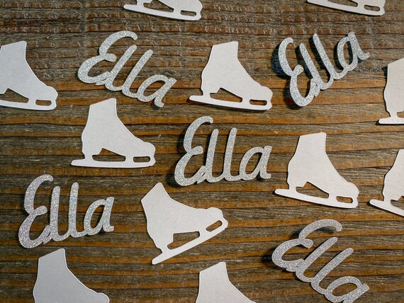 Personalized Name and Ice Skate Ice Skating Birthday Party Confetti