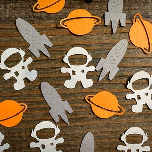 Orange, Grau und Weiß Astronaut Space Party nicht von dieser Welt Confetti