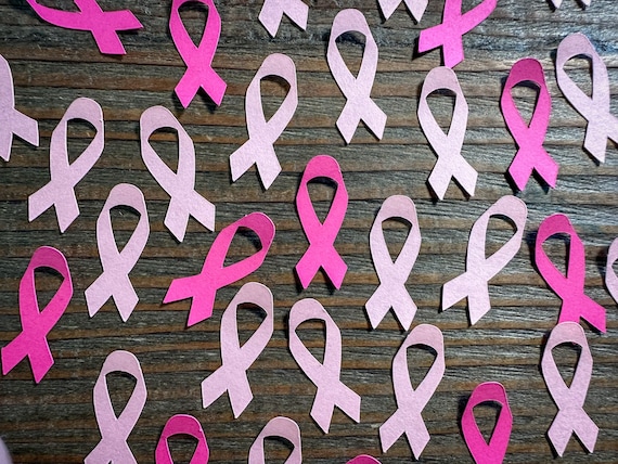 Bright Pink and Light Pink  Ribbon Breast Cancer Awareness Confetti