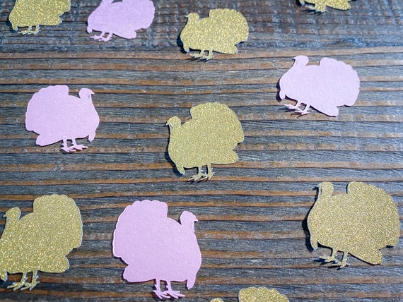 Pink and Gold Little Turkey Party Confetti