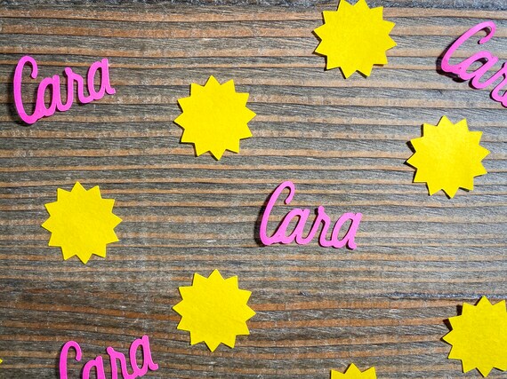 Personalized Yellow and Pink You Are My Sunshine Confetti
