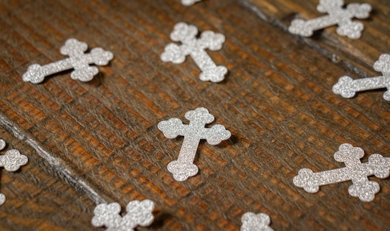 Silver Glitter Cross Confetti
