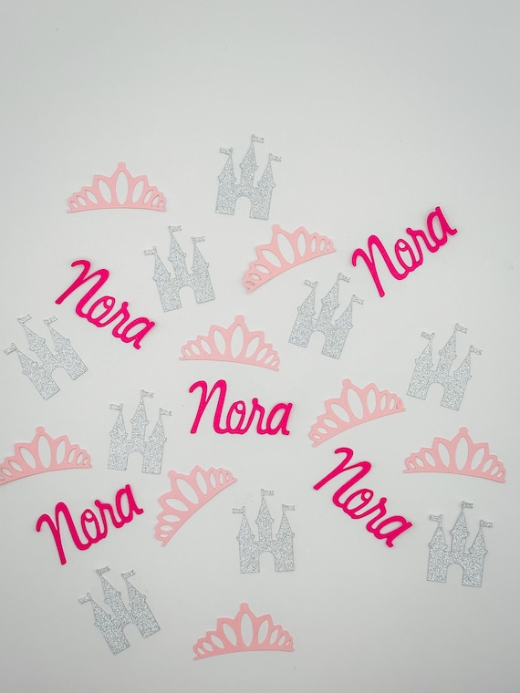 Personalized Princess Confetti, Pink Castle Crowns, Birthday Baby Shower Decor
