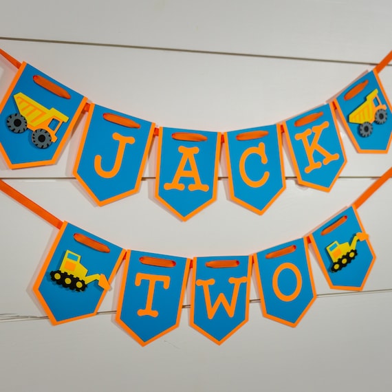 Construction Party Name and Age Banner Combination