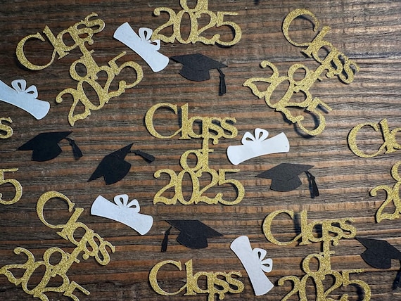 Class of 2025 Gold Graduation Confetti