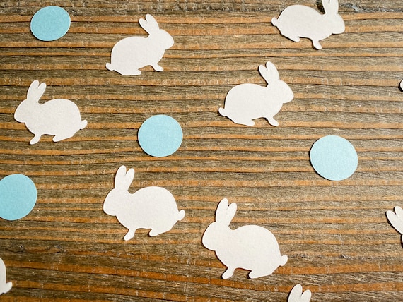 White and Blue Bunny Party Confetti