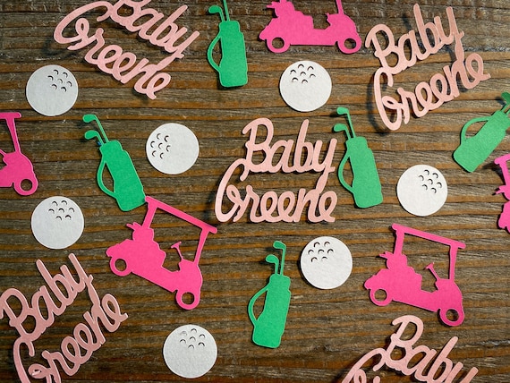 Pink Personalized Baby Name Golf Baby Shower Confetti