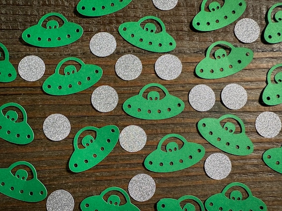 Green UFO and Alien Party Confetti