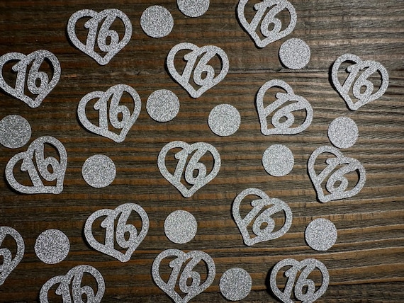 Silver Sweet 16 Birthday Party Confetti with Circles