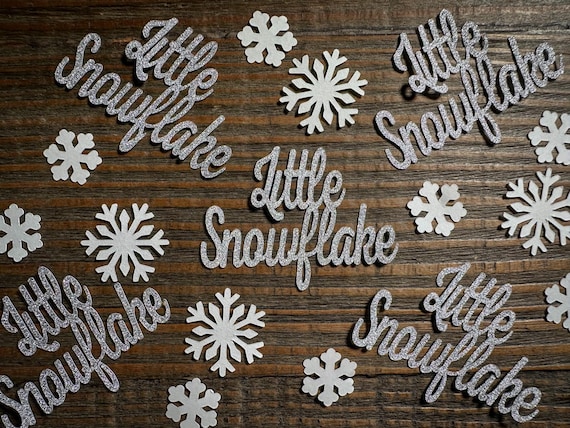 100-Piece “Little Snowflake” Confetti Mix – Silver Glitter & White Snowflakes