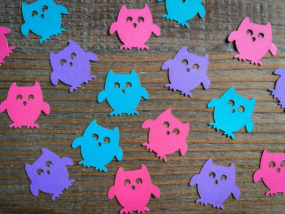 Owl Party Confetti: Pink, Purple, Teal - 100 Pieces