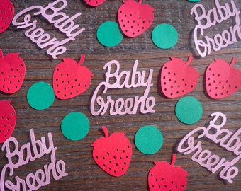 Personalized Baby Name Strawberry Birthday Party Confetti