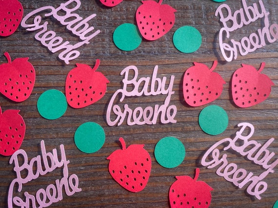 Personalized Baby Name Strawberry Birthday Party Confetti