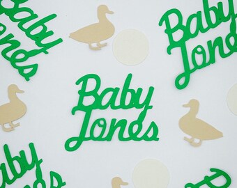 Personalized Beige Duck Baby Shower Confetti – Custom Table Decorations