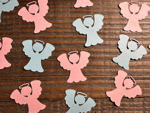 Pink & Blue Angel Confetti – 100 Pieces | Baptism, Baby Shower, or Gender Reveal Decor