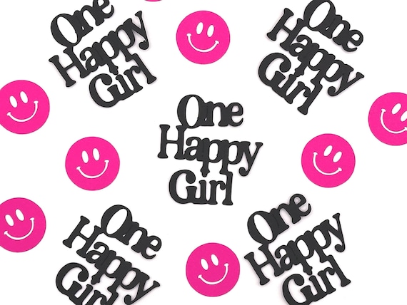 One Happy Girl Smiley Face Confetti – 100 Piece Party Pack