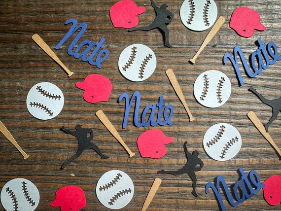 Personalized Baseball Party Confetti with Pitcher Cutouts
