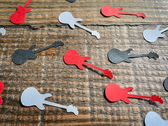 Red , White, and Black Guitar Party Confetti
