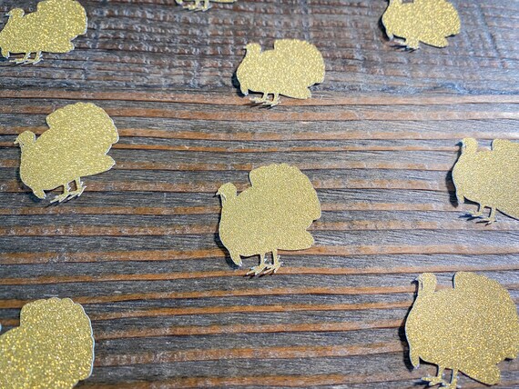 Gold Glitter Turkey Confetti: Thanksgiving Party Decor