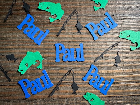 Personalized Name Fishing Confetti – Custom Colors, 100 Pieces
